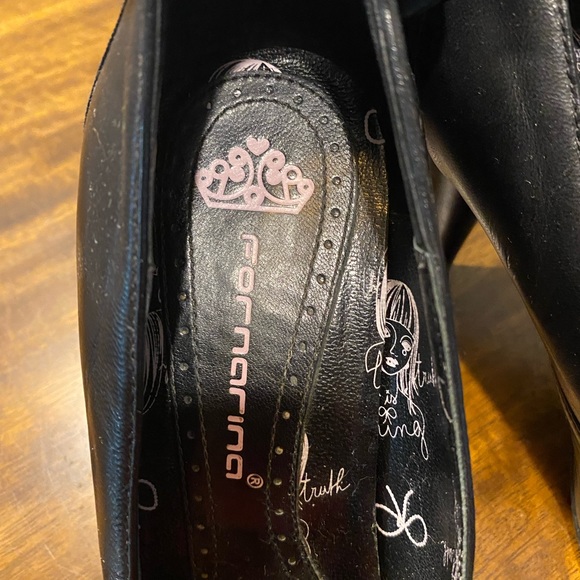 FORNARINA Black Leather Round Toe Back Bow Pumps Size 38 - Picture 3 of 10